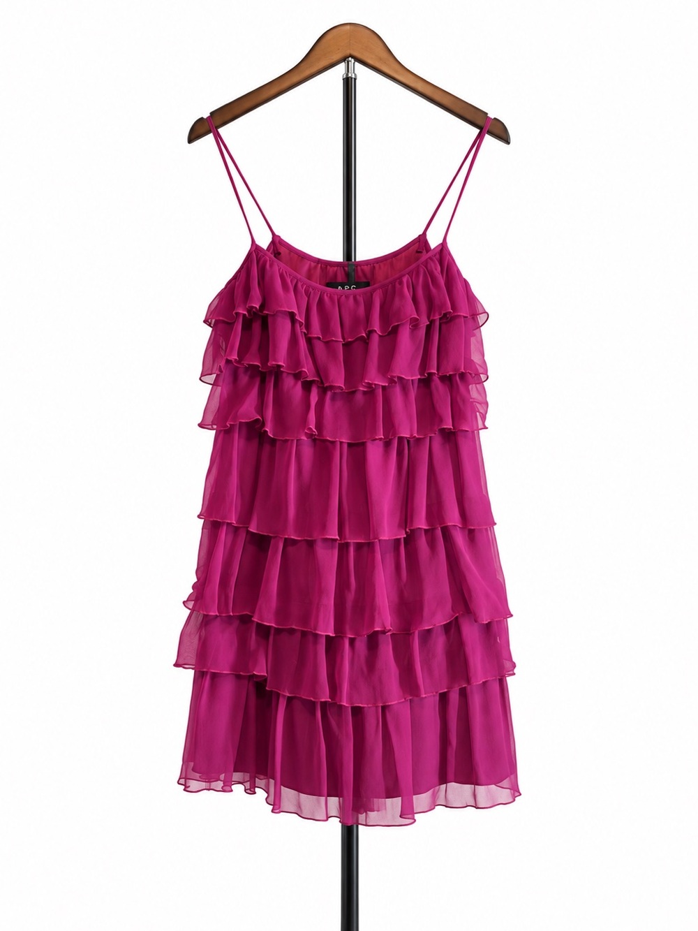 ABS Allen Schwartz Fuchsia Ruffled Tiered Mini Dress